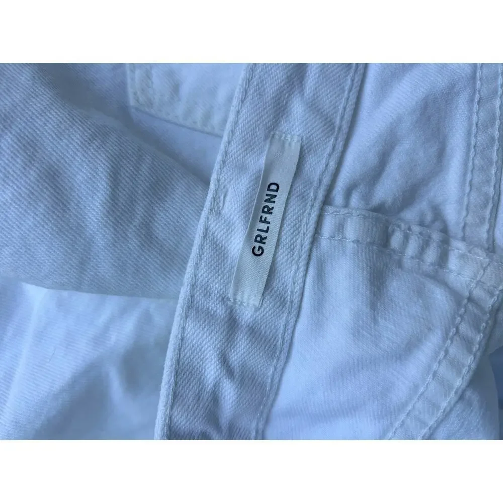 GRLFRND Jourdan‎ Tomboy White Distressed Denim Shorts 26